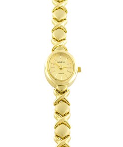 14k Yellow Gold X and O Link Bracelet Watch