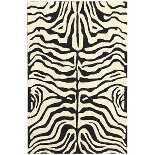 Handmade Soho Zebra Ivory/ Black New Zealand Wool Rug (3'6 x 5'6)