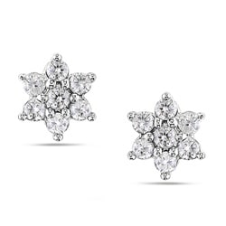 14k White Gold 1/4ct TDW Diamond Cluster Earrings (H-I, I2-I3)