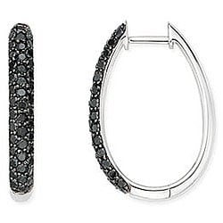 14k Gold 1 1/2ct Black Diamond Hoop Earrings