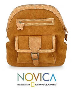 Suede 'Tan Butterfly' Backpack (Mexico)
