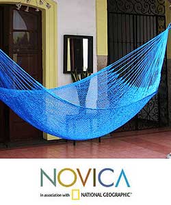 Handmade 'Turquoise Sonata' Hammock (Mexico)