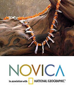 Sterling Silver Carnelian and Pearl 'Obsession' Necklace (India)