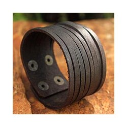 Genuine Leather 'Chocolate Spring' Bracelet (Thailand)