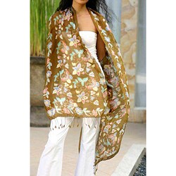 Silk 'Butterfly Bliss' Batik Shawl (Indonesia)
