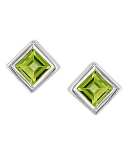 14k White Gold Peridot Stud Earrings