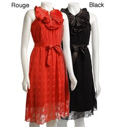 Kische Women's Pleated Neck Lace Dress