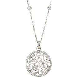 Sterling Silver and CZ 18-inch Medallion Necklace