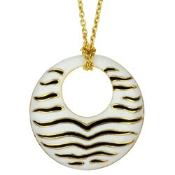 18k Gold over Silver 16-inch Enamel Circle Necklace