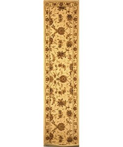 Handmade Traditions Isfahan Ivory Wool and Silk Runner (2'3 x 10')
