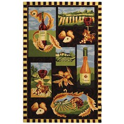 Hand-hooked Vineyard Brown Wool Rug (5'3 x 8'3)