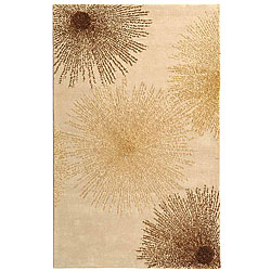 Handmade Soho Burst Beige New Zealand Wool Rug (3'6 x 5'6)