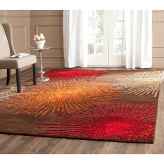 Handmade Soho Burst Brown New Zealand Wool Rug (7'6 x 9'6)