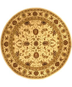 Handmade Traditions Isfahan Ivory Wool and Silk Rug (8' Round)