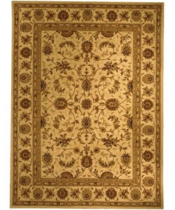 Handmade Traditions Isfahan Ivory Wool and Silk Rug (8' x 11')