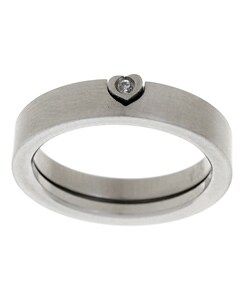 Stainless Steel CZ Two-piece Heart Ring