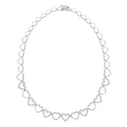 Icz Stonez Sterling Silver Cubic Zirconia Heart Link Necklace