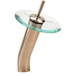 Fountain Cove Glass Waterfall Vessel Brushed Nickel Faucet.