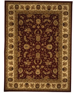 Handmade Traditions Isfahan Burgundy/ Ivory Wool and Silk Rug (8' x 11')