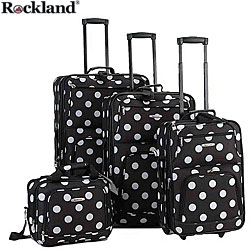 Rockland Black Dot 4-piece Expandable Luggage Set
