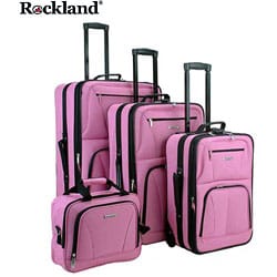 Rockland Deluxe Pink 4-piece Luggage Set