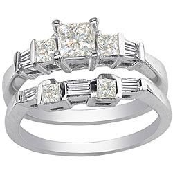 14k White Gold 1ct TDW Diamond Bridal Ring Set (I/J, I1)