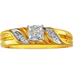 10k Yellow Gold Round Prong-set Diamond Ring
