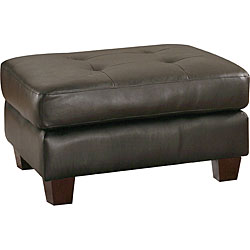 Bay-bonded Black Leather Ottoman