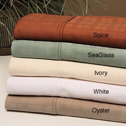 Windowpane Pattern 320 Thread Count Cotton Sateen Sheet Set