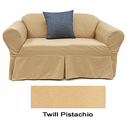 Twill Pistachio Loveseat Slipcover