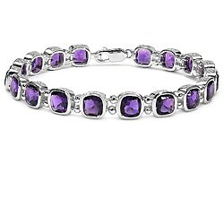 Sterling Silver Genuine Amethyst Bracelet
