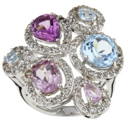 Sterling Silver Amethyst and Topaz Ring