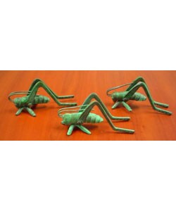 Patina-Finished Garden Cricket Statuettes (Set of 3)