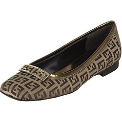 Fendi Women's Zucchino Gold Trim Ballet Flats