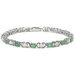 Sterling Silver Emerald and Opal Bracelet