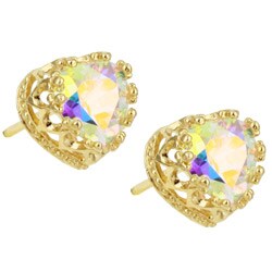 10k Gold Mercury Mist Topaz Heart Stud Earrings