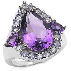 Malaika Sterling Silver Amethyst and Tanzanite Ring