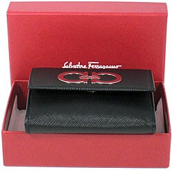 Ferragamo Black Leather Wallet and Key Case