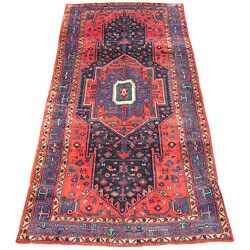 Persian Hamadan Red/ Navy Runner Rug (5' x 10')