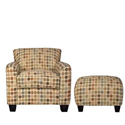 Park Ave Retro Beige Dot Armchair and Ottoman