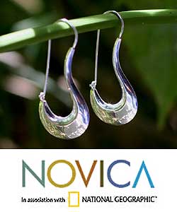 Sterling Silver 'Reflective Crescent' Earrings (Thailand)