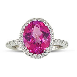 14k White Gold Pink Topaz and 1/2ct TDW Diamond Ring (J/K, I2/I3)