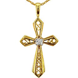 10k Yellow Gold Diamond Cross Necklace
