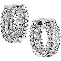 18k White Gold 1 3/4ct TDW Diamond Hoop Earrings (G-H, SI)