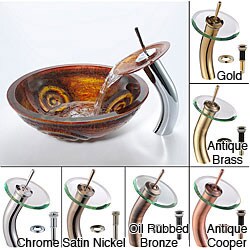 Kraus Tiger Eye Glass Sink and Waterfall Faucet