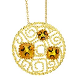 18k Gold over Silver Enameled Medallion Necklace