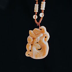 Yellow Jade Pendant with Necklace (China)