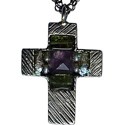 Roman Glass Cross Necklace (Israel)