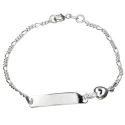 Sterling Essentials Sterling Silver 7-inch Teen Heart ID Bracelet