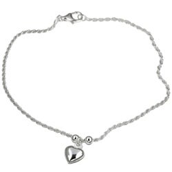 Sterling Silver Heart Anklet